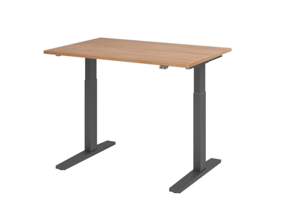 Hammerbacher VXMKA Elektrisch hoogteverstelbaar Zit-sta-bureau Walnoot C-Voet 1,200 (B) x 800 (D) x 1,200 (H) mm Spaanplaat, Staal