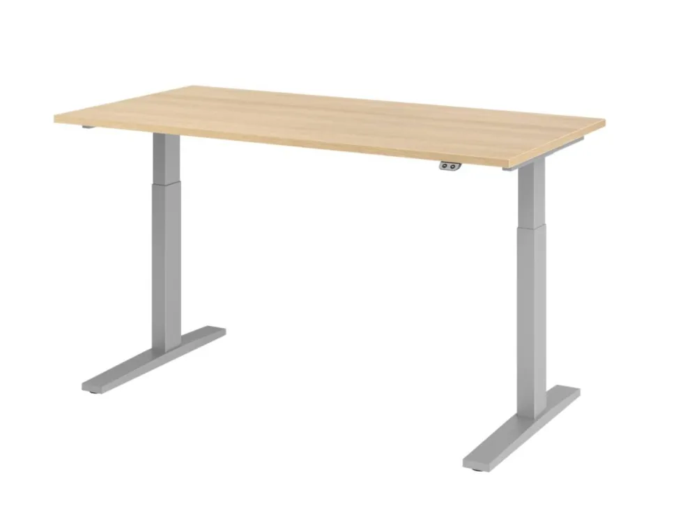 Hammerbacher VXMKA Elektrisch hoogteverstelbaar Zit-sta-bureau Eiken C-Voet 1,600 (B) x 800 (D) x 1,200 (H) mm Spaanplaat, Staal