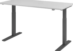 Hammerbacher VXMKA Elektrisch hoogteverstelbaar Zit-sta-bureau Grijs C-Voet 1,600 (B) x 800 (D) x 1,200 (H) mm Spaanplaat, Staal