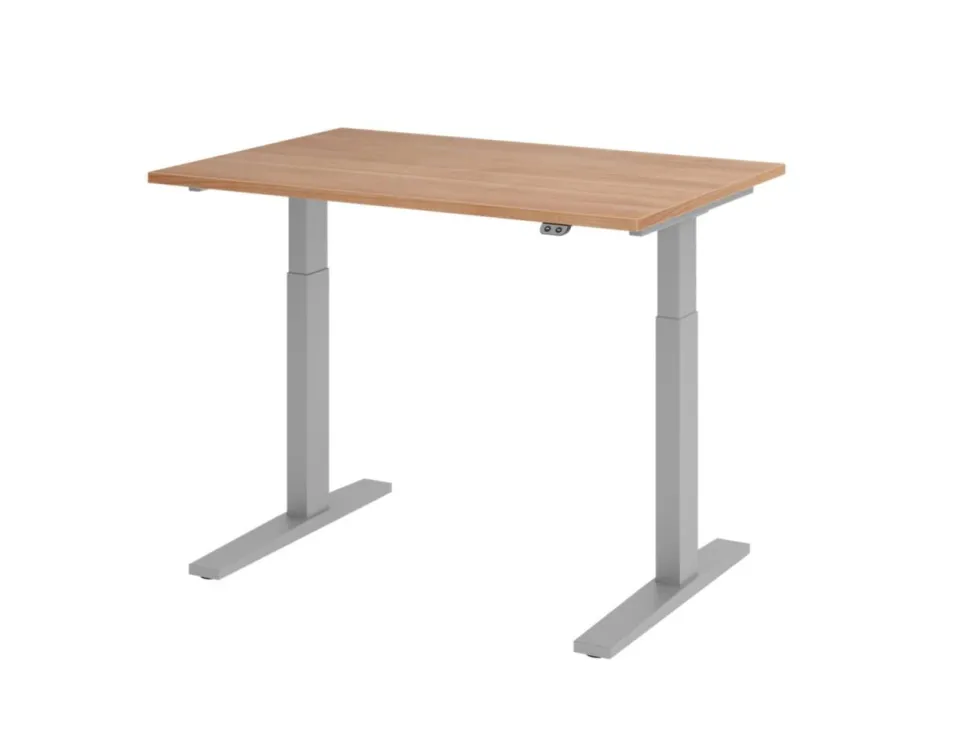 Hammerbacher VXMKA Elektrisch hoogteverstelbaar Zit-sta-bureau Walnoot C-Voet 1,200 (B) x 800 (D) x 1,200 (H) mm Spaanplaat, Staal