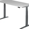 Hammerbacher XBHM VXBHM Elektrisch hoogteverstelbaar Zit-sta-bureau Rechthoekig Grijs C-Voet 1.800 (B) x 800 (D) x 1.290 (H) mm Spaanplaat, Staal, Aluminium