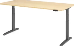 Hammerbacher XBHM VXBHM Elektrisch hoogteverstelbaar Zit-sta-bureau Rechthoekig Ahorn C-Voet 2.000 (B) x 1.000 (D) x 1.290 (H) mm Spaanplaat, Staal, Aluminium