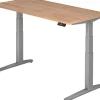 Hammerbacher XBHM VXBHM Elektrisch hoogteverstelbaar Zit-sta-bureau Rechthoekig Walnoot C-Voet 1.600 (B) x 800 (D) x 1.290 (H) mm Spaanplaat, Staal, Aluminium