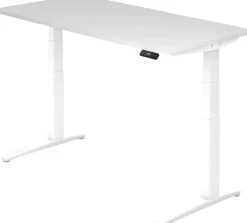 Hammerbacher XBHM VXBHM Elektrisch hoogteverstelbaar Zit-sta-bureau Rechthoekig Wit C-Voet 1.600 (B) x 800 (D) x 1.290 (H) mm Spaanplaat, Staal, Aluminium
