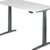 Hammerbacher XBHM VXBHM Elektrisch hoogteverstelbaar Zit-sta-bureau Rechthoekig Wit C-Voet 1.600 (B) x 800 (D) x 1.290 (H) mm Spaanplaat, Staal, Aluminium