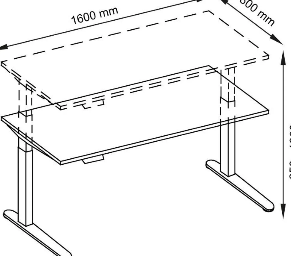 Hammerbacher XBHM VXBHM Elektrisch hoogteverstelbaar Zit-sta-bureau Rechthoekig Eiken C-Voet 1.600 (B) x 800 (D) x 1.290 (H) mm Spaanplaat, Staal, Aluminium