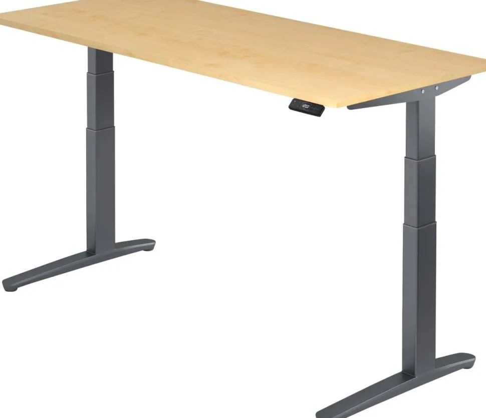 Hammerbacher XBHM VXBHM Elektrisch hoogteverstelbaar Zit-sta-bureau Rechthoekig Ahorn C-Voet 1.800 (B) x 800 (D) x 1.290 (H) mm Spaanplaat, Staal, Aluminium