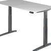 Hammerbacher XBHM VXBHM Elektrisch hoogteverstelbaar Zit-sta-bureau Rechthoekig Grijs C-Voet 1.600 (B) x 800 (D) x 1.290 (H) mm Spaanplaat, Staal, Aluminium