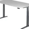 Hammerbacher XBHM VXBHM Elektrisch hoogteverstelbaar Zit-sta-bureau Rechthoekig Grijs C-Voet 2.000 (B) x 1.000 (D) x 1.290 (H) mm Spaanplaat, Staal, Aluminium