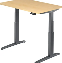 Hammerbacher XBHM VXBHM Elektrisch hoogteverstelbaar Zit-sta-bureau Rechthoekig Ahorn C-Voet 1.200 (B) x 800 (D) x 1.290 (H) mm Spaanplaat, Staal, Aluminium