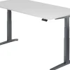 Hammerbacher XBHM VXBHM Elektrisch hoogteverstelbaar Zit-sta-bureau Rechthoekig Wit C-Voet 2.000 (B) x 1.000 (D) x 1.290 (H) mm Spaanplaat, Staal, Aluminium