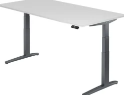 Hammerbacher XBHM VXBHM Elektrisch hoogteverstelbaar Zit-sta-bureau Rechthoekig Wit C-Voet 2.000 (B) x 1.000 (D) x 1.290 (H) mm Spaanplaat, Staal, Aluminium