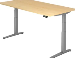 Hammerbacher XBHM VXBHM Elektrisch hoogteverstelbaar Zit-sta-bureau Rechthoekig Ahorn C-Voet 2.000 (B) x 1.000 (D) x 1.290 (H) mm Spaanplaat, Staal, Aluminium