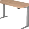 Hammerbacher XBHM VXBHM Elektrisch hoogteverstelbaar Zit-sta-bureau Rechthoekig Walnoot C-Voet 2.000 (B) x 1.000 (D) x 1.290 (H) mm Spaanplaat, Staal, Aluminium