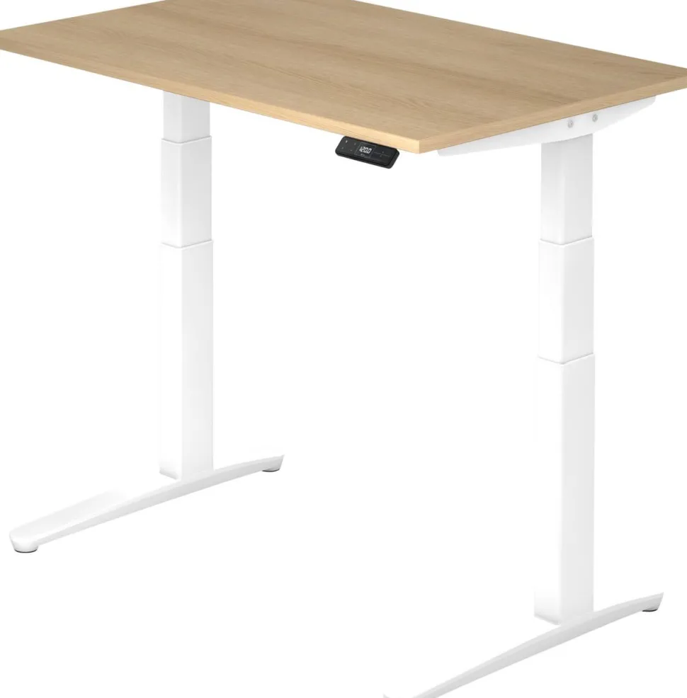 Hammerbacher XBHM VXBHM Elektrisch hoogteverstelbaar Zit-sta-bureau Rechthoekig Eiken C-Voet 1.200 (B) x 800 (D) x 1.290 (H) mm Spaanplaat, Staal, Aluminium