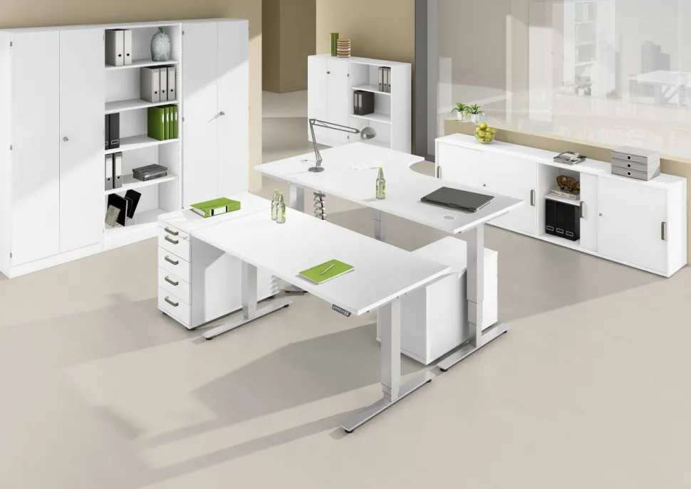 Hammerbacher Zit-sta bureau XDSM82/W/S Wit 2.000 x 1.200 x 635 mm