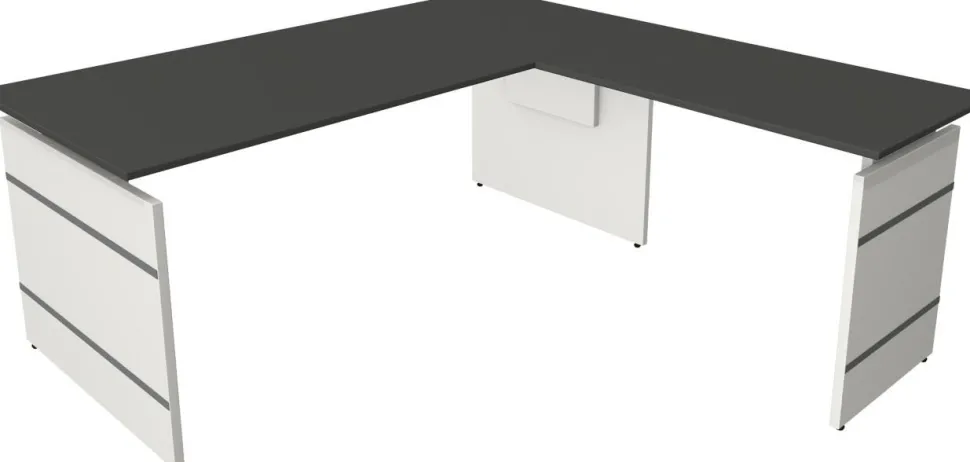 Kerkmann Form 4 Bureau L-vorm Antraciet Wang 1.800 (B) x 1.800 (D) x 760 (H) mm