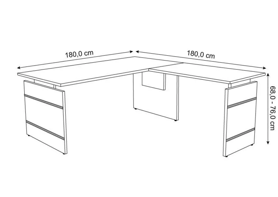 Kerkmann Form 4 Bureau L-vorm Antraciet Wang 1.800 (B) x 1.800 (D) x 760 (H) mm