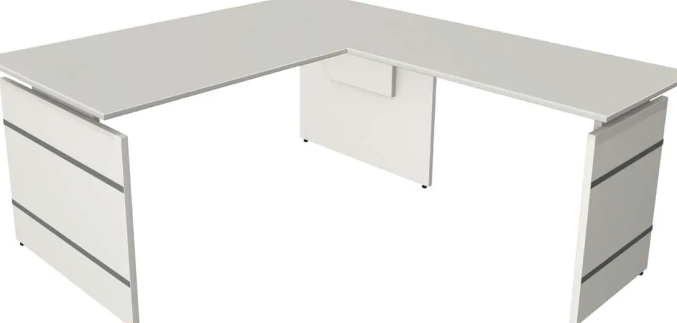Kerkmann Form 4 Bureau L-vorm Lichtgrijs Wang 1.600 (B) x 1.800 (D) x 760 (H) mm