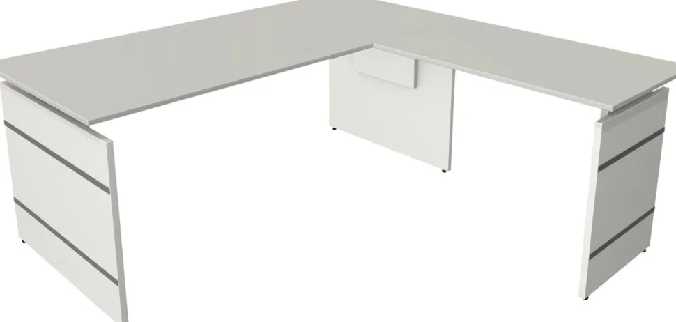 Kerkmann Form 4 Bureau L-vorm Lichtgrijs Wang 1.800 (B) x 1.800 (D) x 760 (H) mm