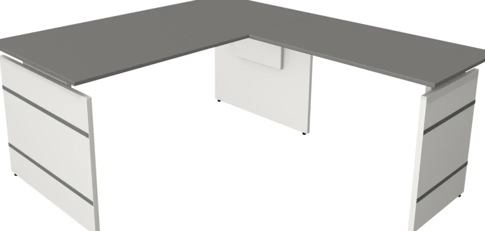 Kerkmann Form 4 Bureau L-vorm Grafiet Wang 1.600 (B) x 1.800 (D) x 760 (H) mm