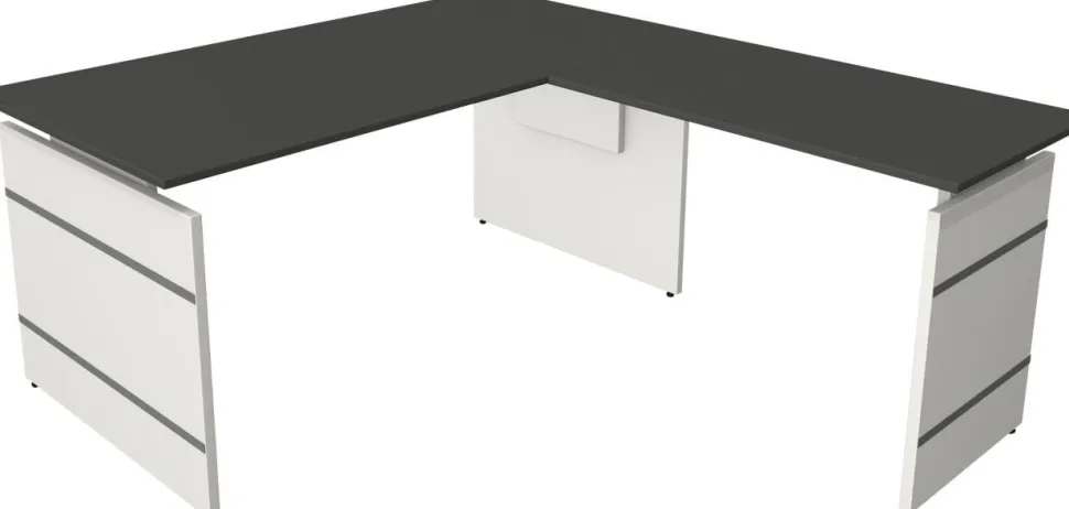 Kerkmann Form 4 Bureau L-vorm Antraciet Wang 1.600 (B) x 1.800 (D) x 760 (H) mm