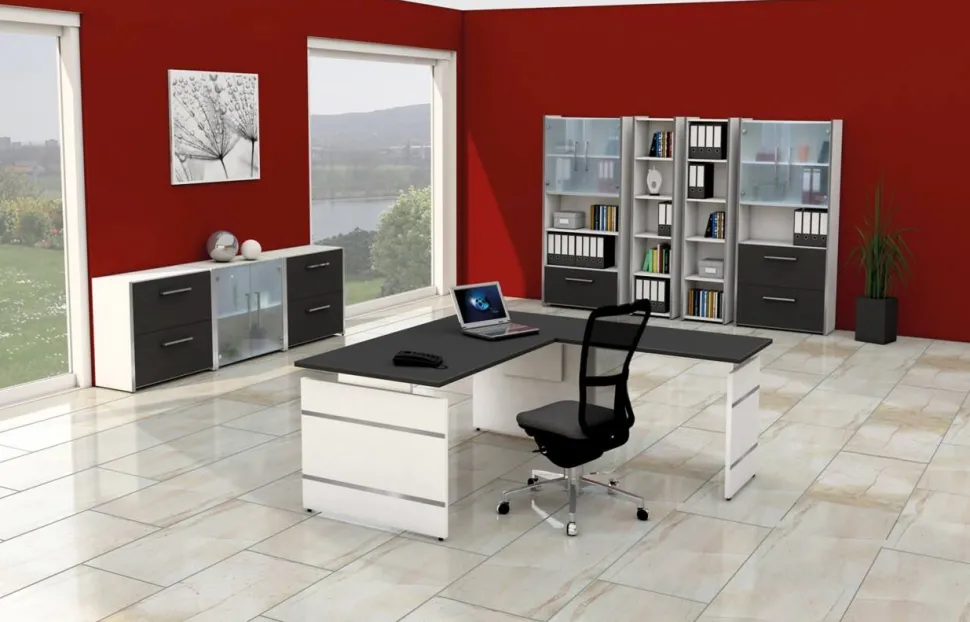 Kerkmann Form 4 Bureau L-vorm Antraciet Wang 1.600 (B) x 1.800 (D) x 760 (H) mm