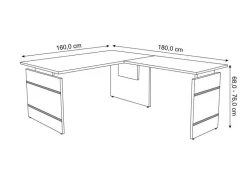 Kerkmann Form 4 Bureau L-vorm Antraciet Wang 1.600 (B) x 1.800 (D) x 760 (H) mm