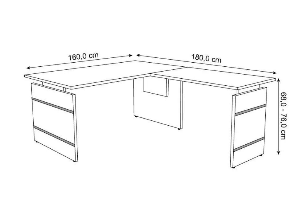 Kerkmann Form 4 Bureau L-vorm Antraciet Wang 1.600 (B) x 1.800 (D) x 760 (H) mm