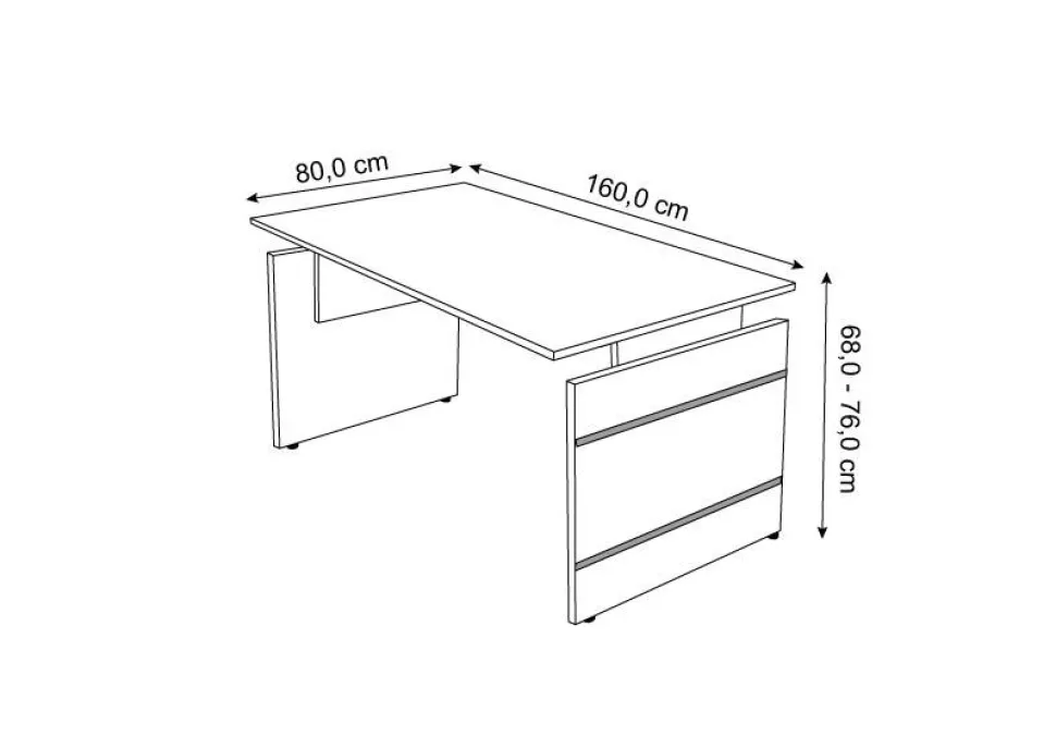 Kerkmann Form 4 Bureau Rechthoekig Wit Wang 1.600 (B) x 800 (D) x 760 (H) mm