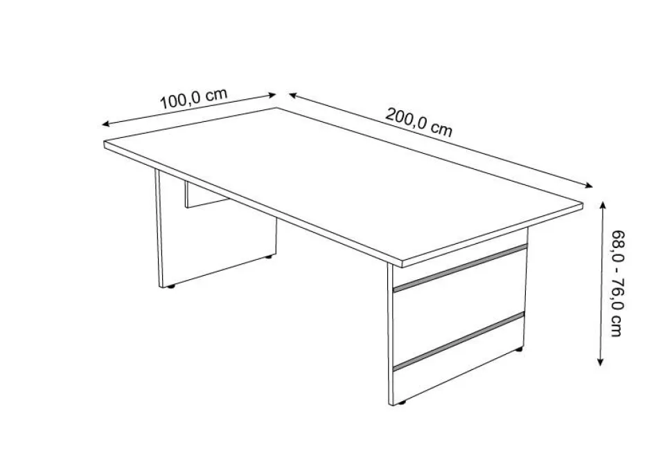 Kerkmann Form 4 Bureau Rechthoekig Antraciet Wang 2.000 (B) x 1.000 (D) x 760 (H) mm