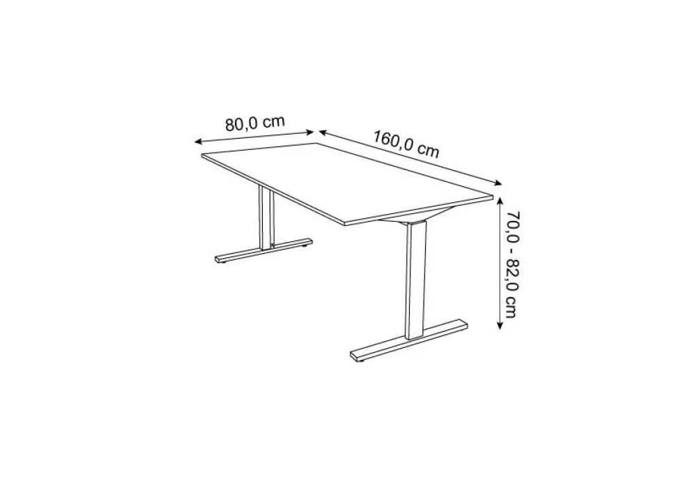 Kerkmann Form 2 Bureau Rechthoekig Eiken T-Voet 1.600 (B) x 800 (D) x 820 (H) mm