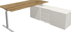Kerkmann Form 2 Hoekbureau Eiken T-Voet 3 Lades 740 mm (H)