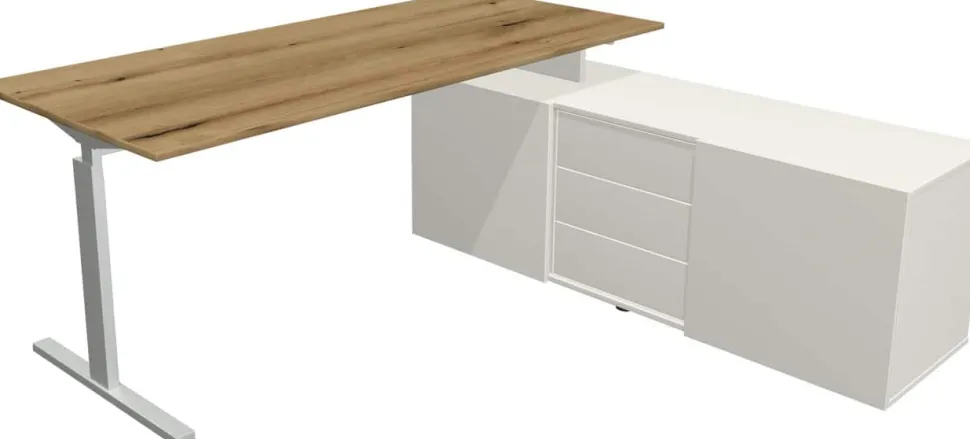 Kerkmann Form 2 Hoekbureau Eiken T-Voet 3 Lades 740 mm (H)