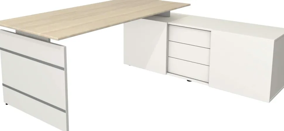 Kerkmann Form 4 Hoekbureau Ahorn 3 Lades 1.950 (B) x 1.770 (D) x 740 (H) mm