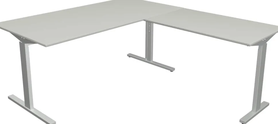 Kerkmann Form 2 Hoekbureau L-vorm Lichtgrijs T-Voet 1.600 (B) x 1.800 (D) x 820 (H) mm
