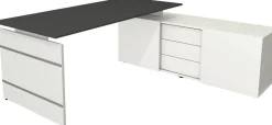 Kerkmann Form 4 Hoekbureau Antraciet Wengé 3 Lades 1.950 (B) x 1.770 (D) x 740 (H) mm