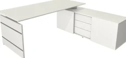 Kerkmann Form 4 Hoekbureau Wit Wang 3 Lades 1.950 (B) x 1.770 (D) x 740 (H) mm