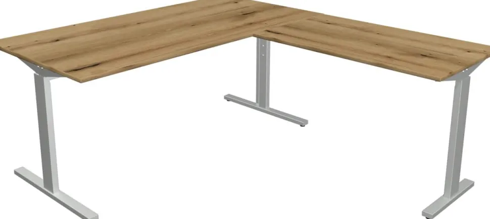 Kerkmann Form 2 Hoekbureau L-vorm Eiken T-Voet 1.600 (B) x 1.800 (D) x 820 (H) mm