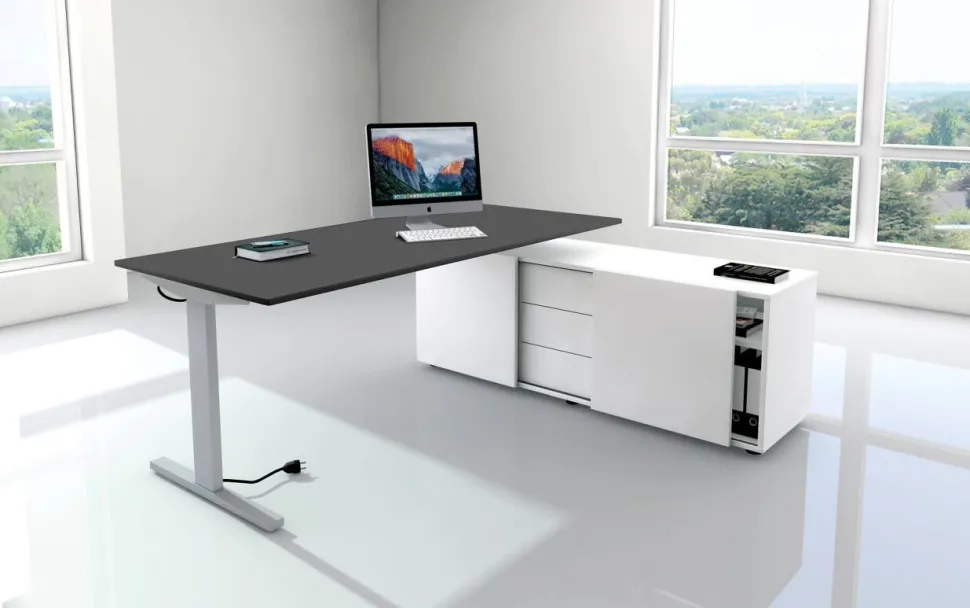 Kerkmann Form 2 Hoekbureau L-vorm Eiken T-Voet 1.600 (B) x 1.800 (D) x 820 (H) mm