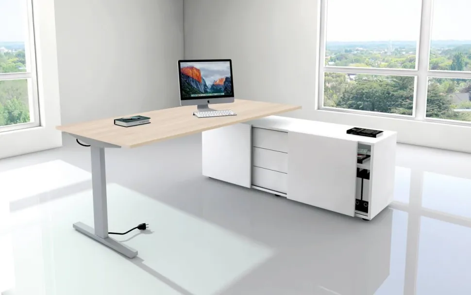 Kerkmann Form 2 Hoekbureau L-vorm Eiken T-Voet 1.600 (B) x 1.800 (D) x 820 (H) mm