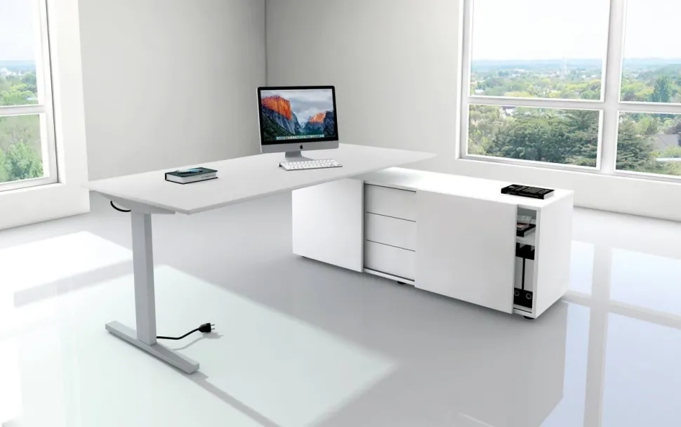 Kerkmann Form 2 Hoekbureau L-vorm Eiken T-Voet 1.600 (B) x 1.800 (D) x 820 (H) mm