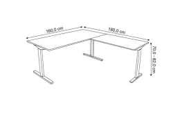 Kerkmann Form 2 Hoekbureau L-vorm Eiken T-Voet 1.600 (B) x 1.800 (D) x 820 (H) mm
