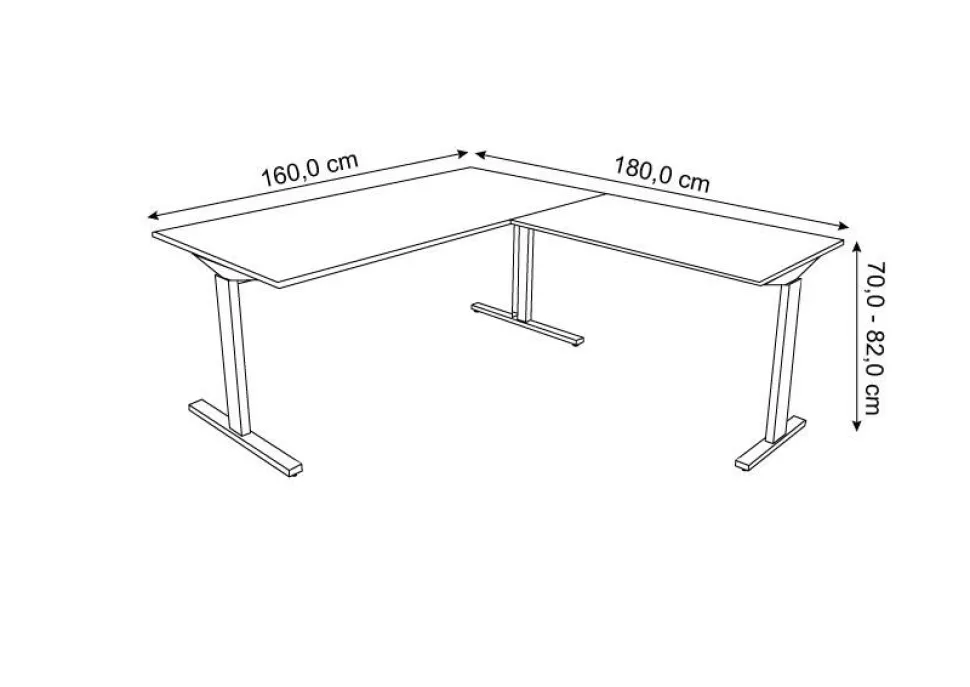 Kerkmann Form 2 Hoekbureau L-vorm Eiken T-Voet 1.600 (B) x 1.800 (D) x 820 (H) mm