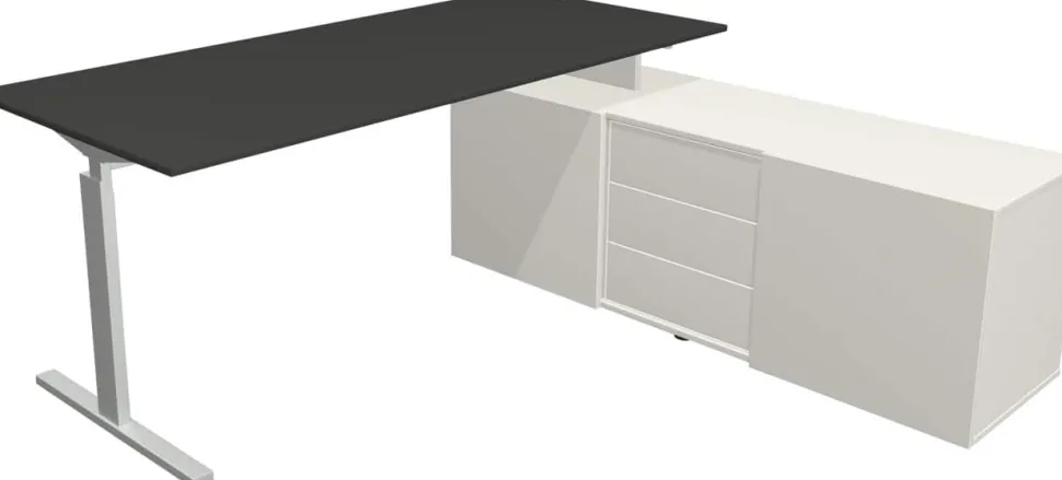 Kerkmann Form 2 Hoekbureau Antraciet T-Voet 3 Lades 740 mm (H)