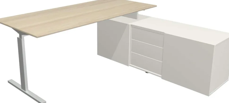 Kerkmann Form 2 Hoekbureau Ahorn T-Voet 3 Lades 740 mm (H)
