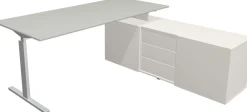 Kerkmann Form 2 Hoekbureau Lichtgrijs T-Voet 3 Lades 740 mm (H)