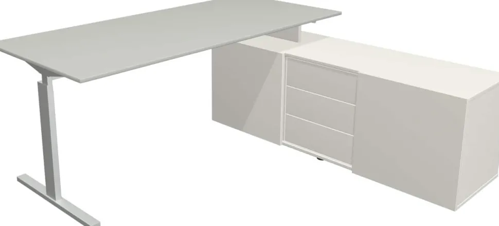 Kerkmann Form 2 Hoekbureau Lichtgrijs T-Voet 3 Lades 740 mm (H)