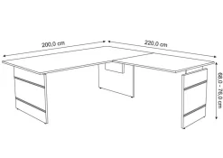 Kerkmann Form 4 Hoekbureau L-vorm Antraciet Wang 2.000 (B) x 2.200 (D) x 760 (H) mm