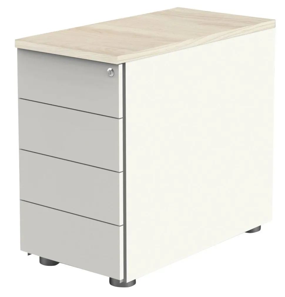 Kerkmann Hout Bureauladeblok 4 Lades Afsluitbaar 430 x 800 x 760 mm Bruin, wit